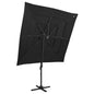 Garden parasol 4-tier black aluminum pole 250x250 cm