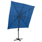 Garden parasol 4-tier black aluminum pole 250x250 cm