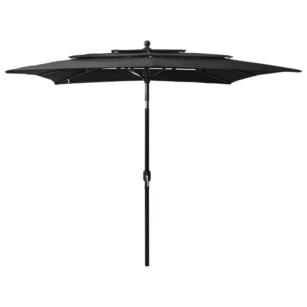 Guarda-sol de jardim de 3 níveis com mastro de alumínio areia 2 m