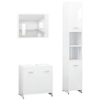 Juego muebles de baño 3 pzas madera de ingeniería blanco