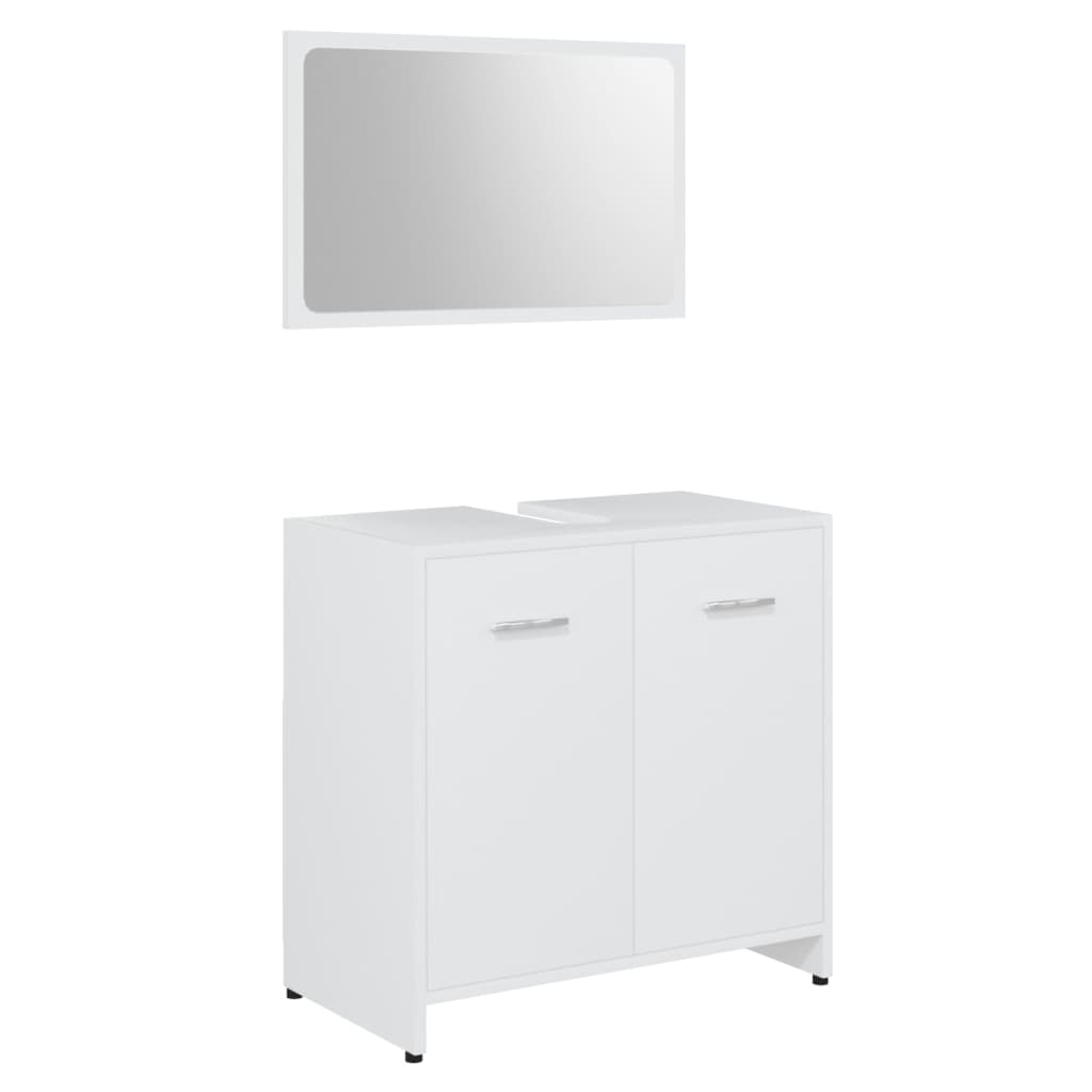 Juego muebles de baño 3 pzas madera de ingeniería blanco