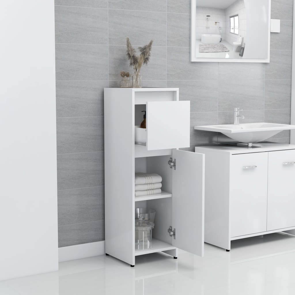 Juego de muebles de baño 3 piezas madera ingeniería blanco