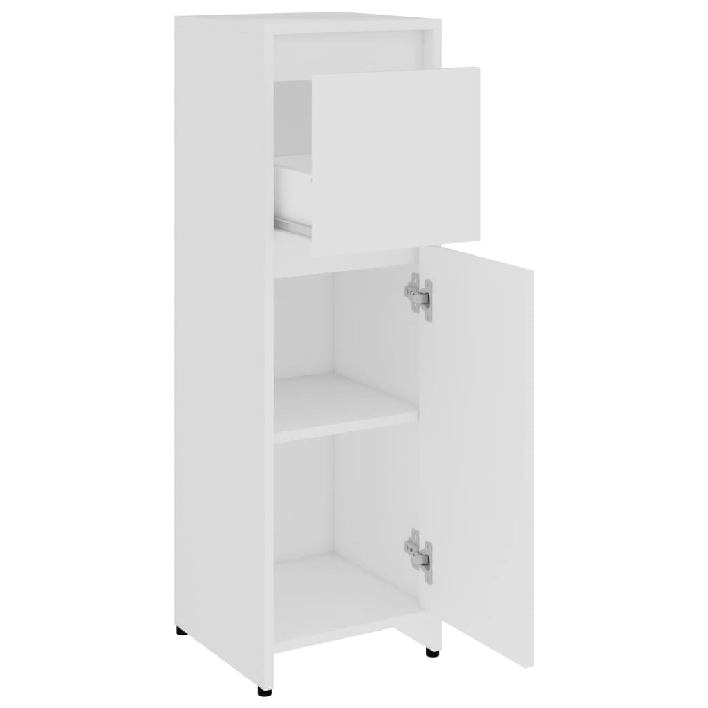 Juego de muebles de baño 3 piezas madera ingeniería blanco