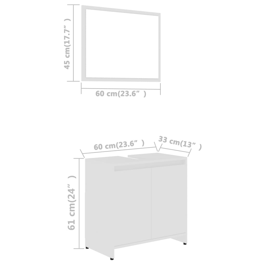 Juego de muebles de baño 3 piezas madera ingeniería blanco