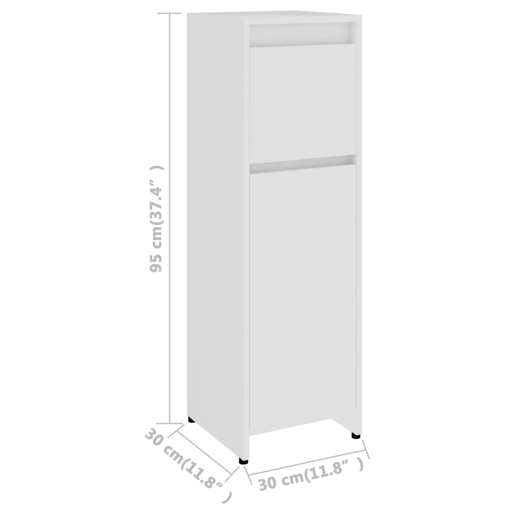 Juego de muebles de baño 3 piezas madera ingeniería blanco
