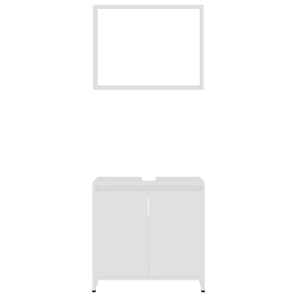 Juego de muebles de baño 3 piezas madera ingeniería blanco