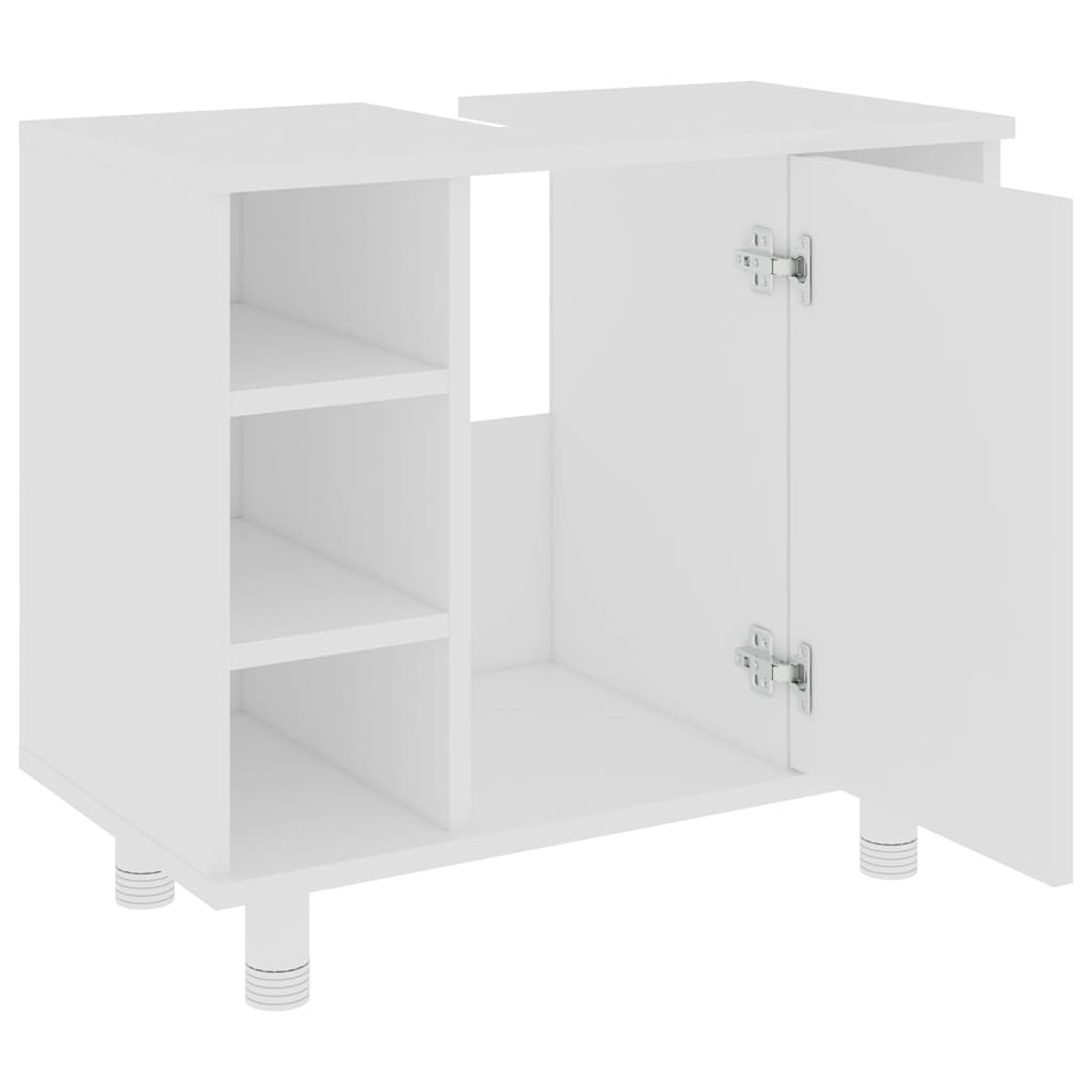 Juego de muebles de baño 3 pzas madera de ingeniería blanco