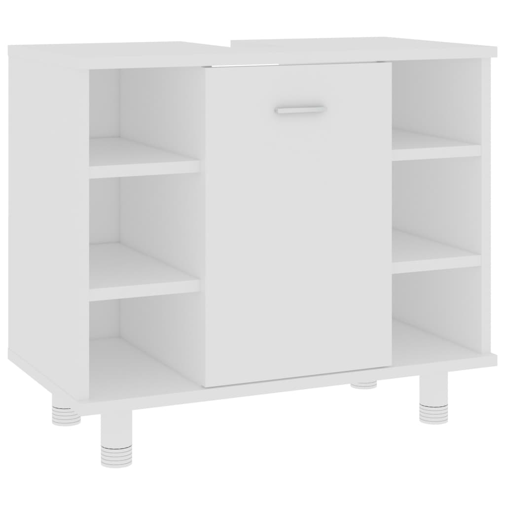 Juego de muebles de baño 3 pzas madera de ingeniería blanco