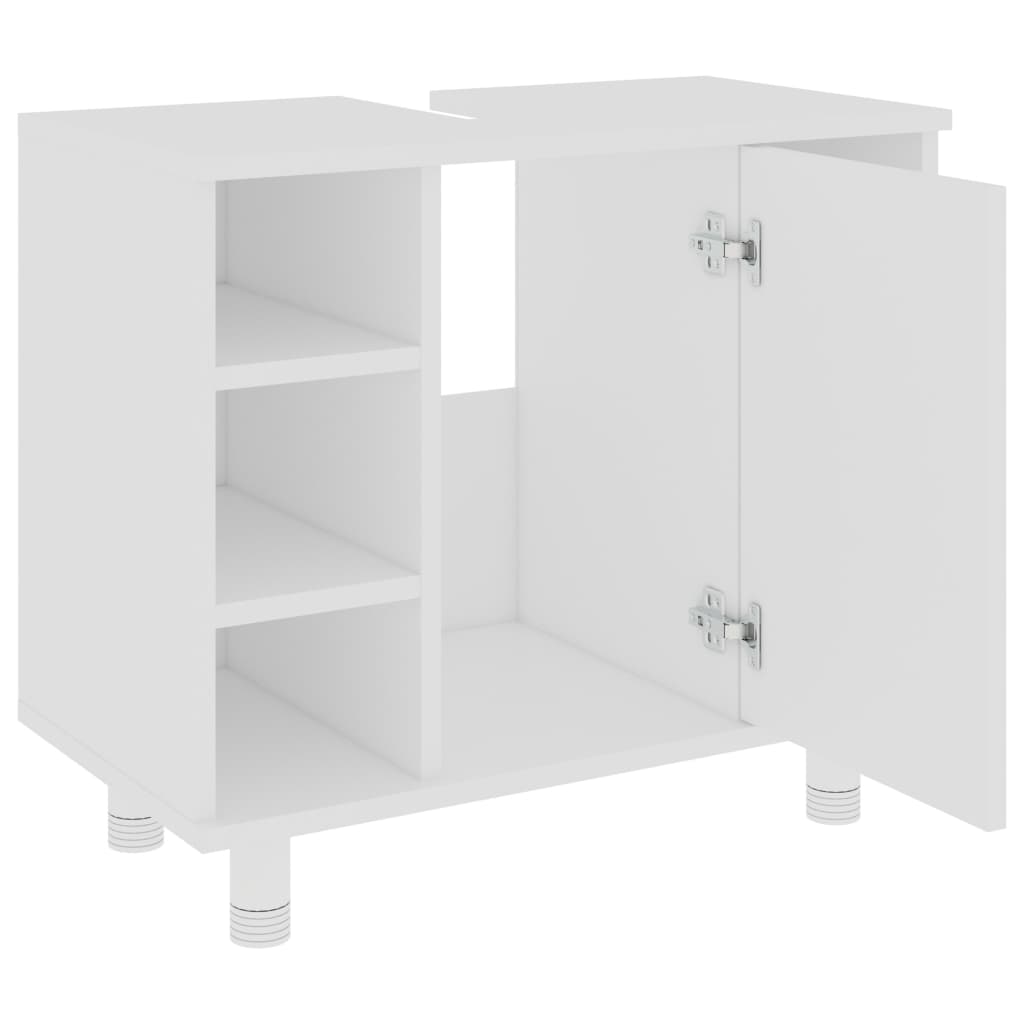 Juego de muebles de baño 3 pzas madera de ingeniería blanco
