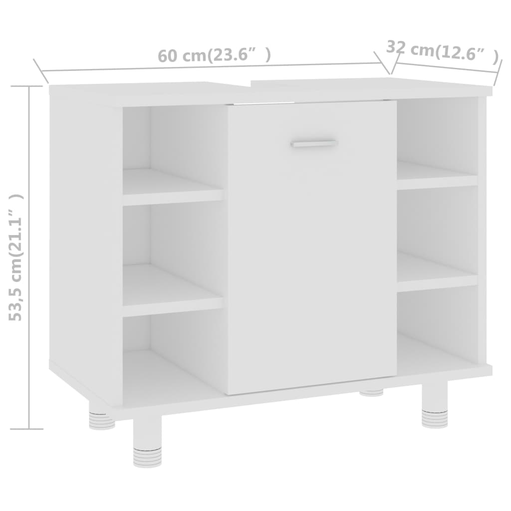Juego de muebles de baño 3 pzas madera de ingeniería blanco