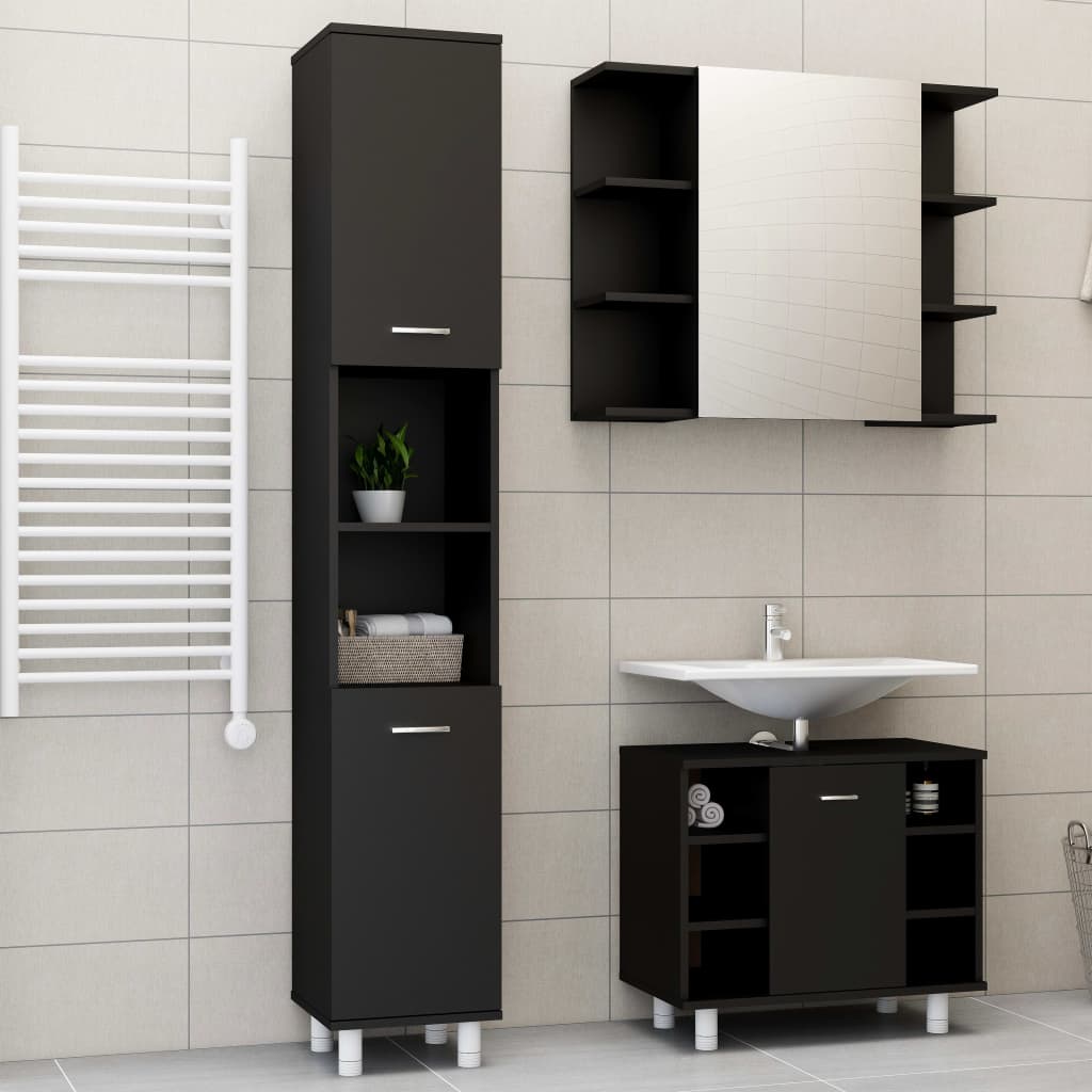 Juego de muebles de baño 3 pzas madera de ingeniería blanco