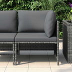 Sofá esquinero seccional con cojines ratán sintético gris