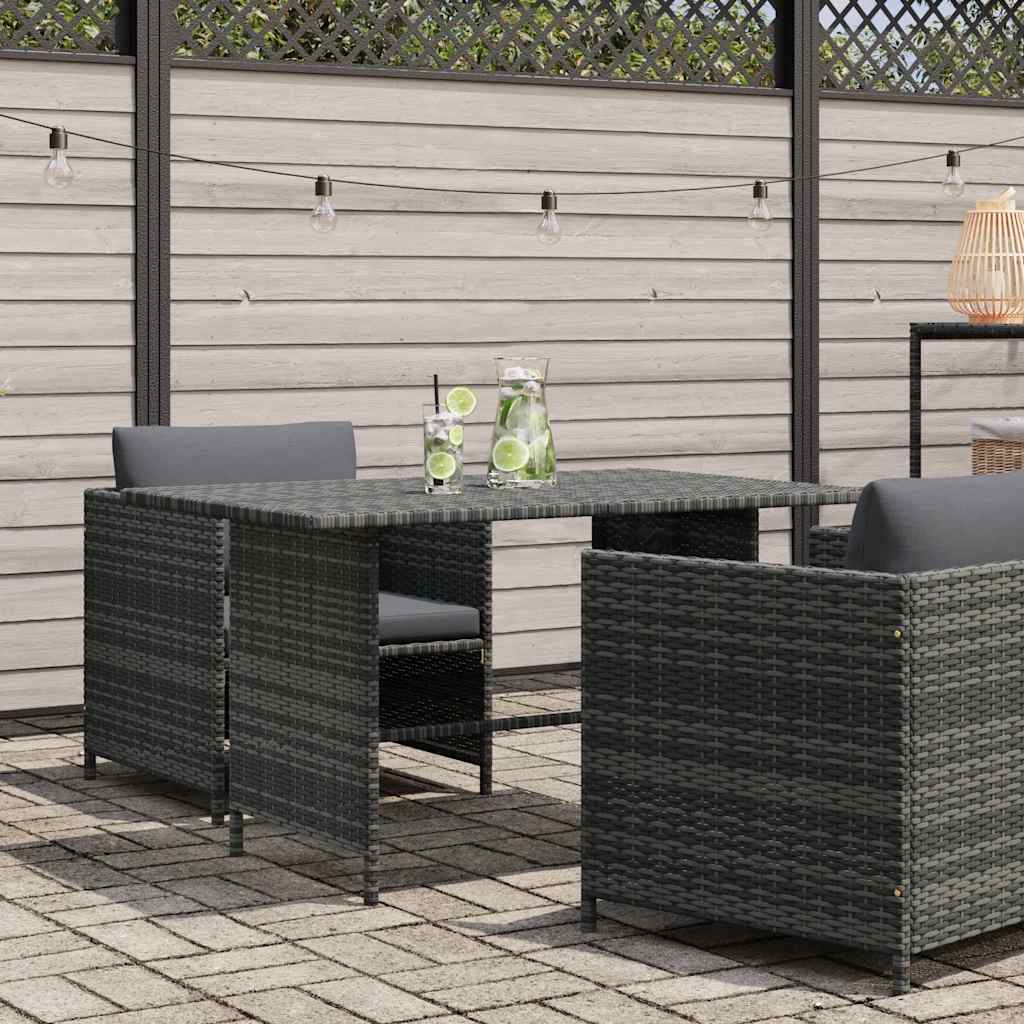 Mesa de jardín de ratán sintético gris 110x70x65 cm