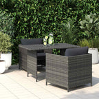 Mesa de jardín de ratán sintético gris 110x70x65 cm