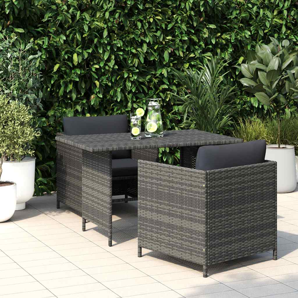 Mesa de jardín de ratán sintético gris 110x70x65 cm