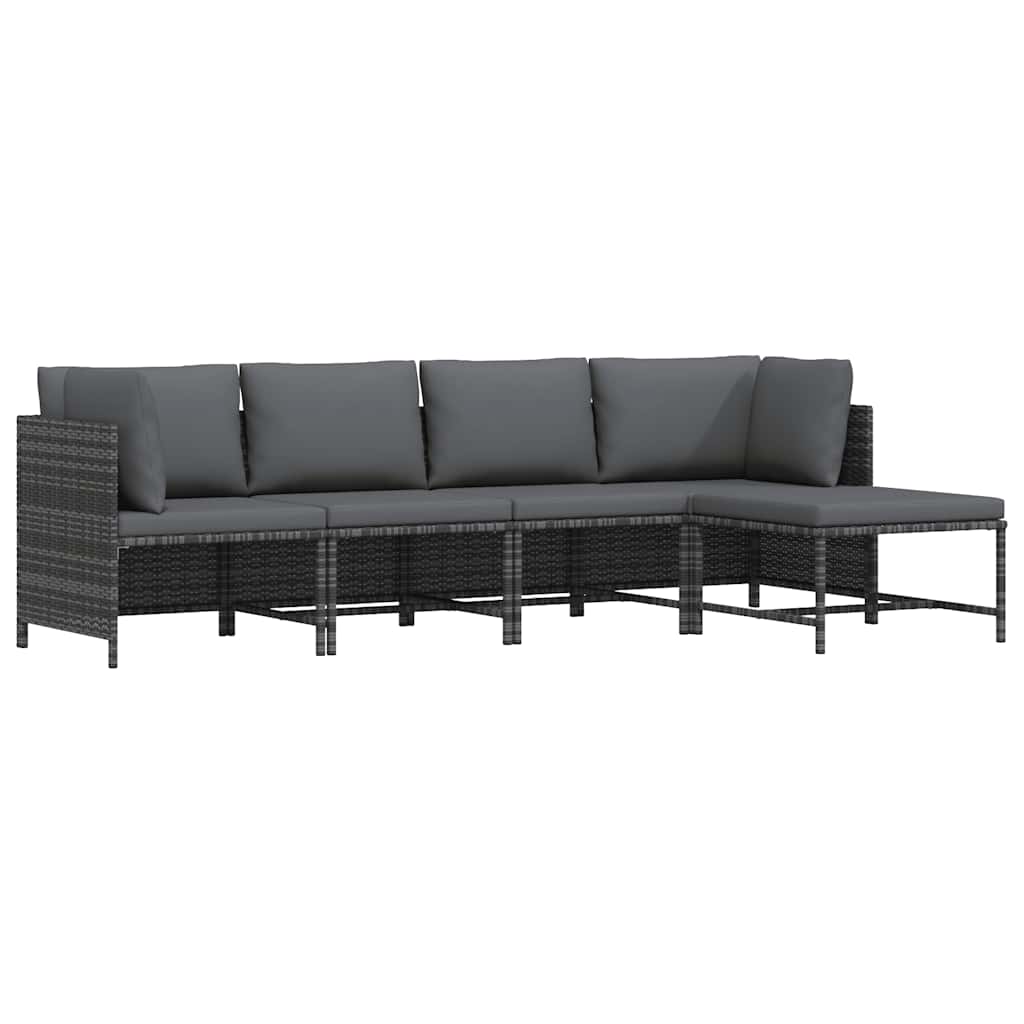 Set de muebles de jardín 4 pzas y cojines ratán sintético gris