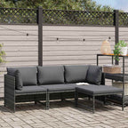 Set de muebles de jardín 4 pzas y cojines ratán sintético gris