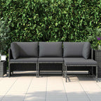 Set de muebles de jardín 4 pzas y cojines ratán sintético gris