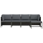 Set de muebles de jardín 4 pzas y cojines ratán sintético gris