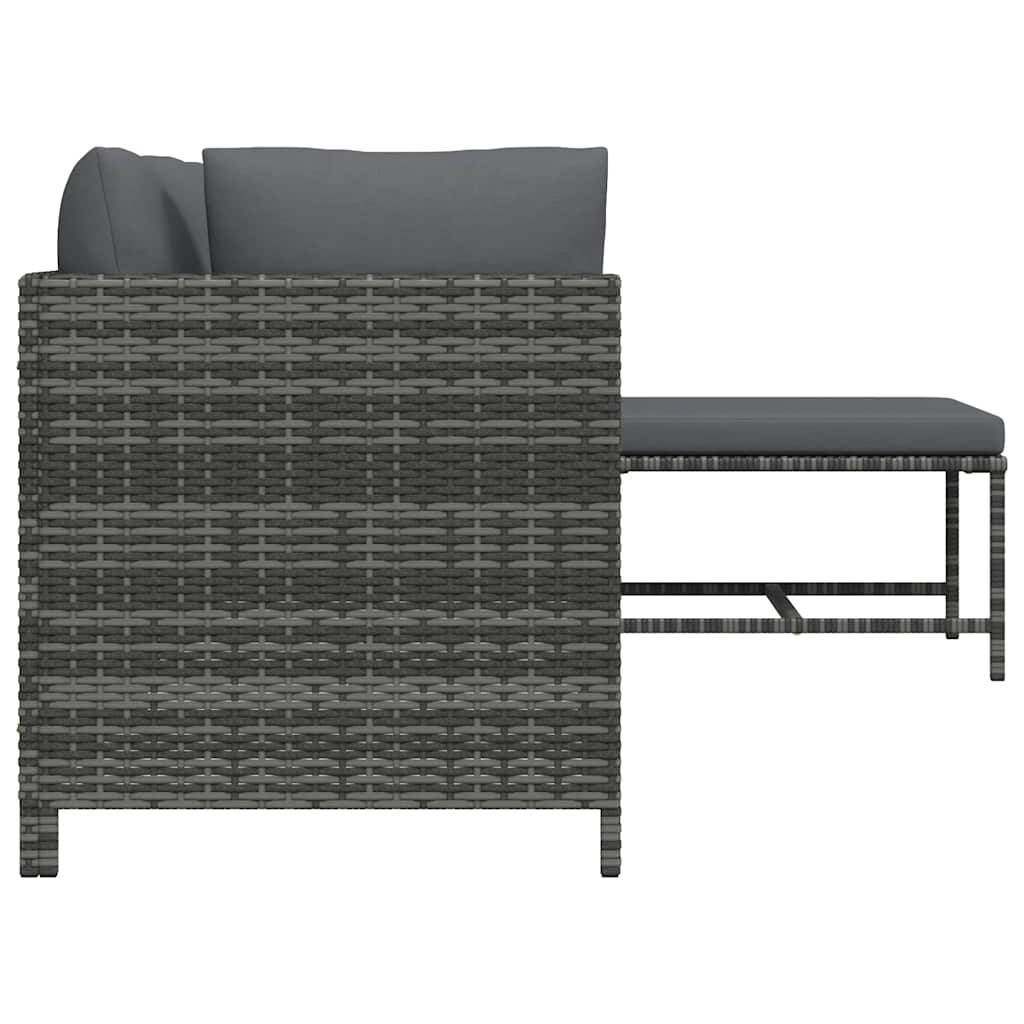 Set de muebles de jardín 4 pzas y cojines ratán sintético gris