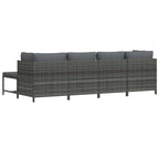 Set de muebles de jardín 4 pzas y cojines ratán sintético gris