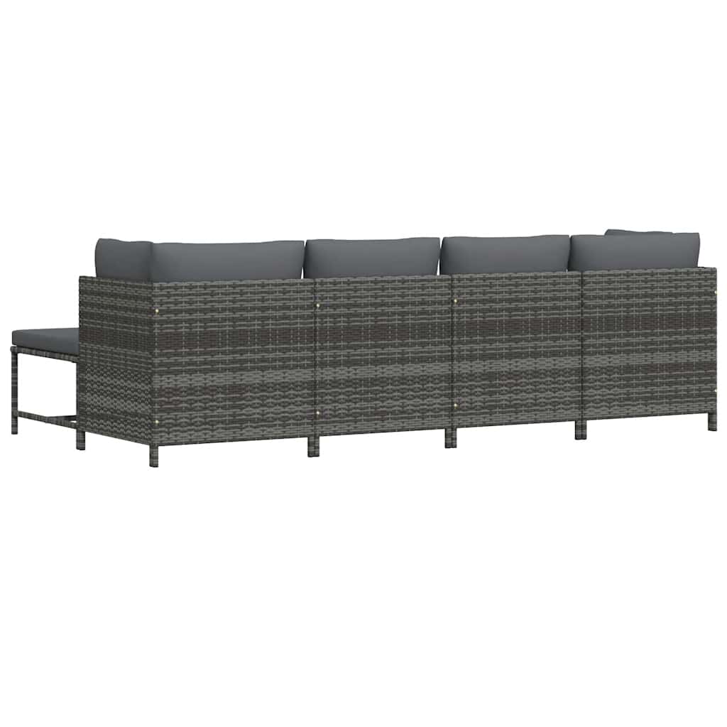 Set de muebles de jardín 4 pzas y cojines ratán sintético gris