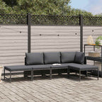 Set de sofá de jardín 5 piezas con cojines ratán sintético gris