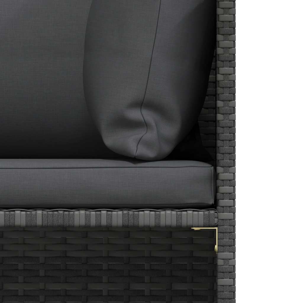 Set de sofá de jardín 5 piezas con cojines ratán sintético gris