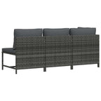 Set de muebles de jardín 3 pzas y cojines ratán sintético gris