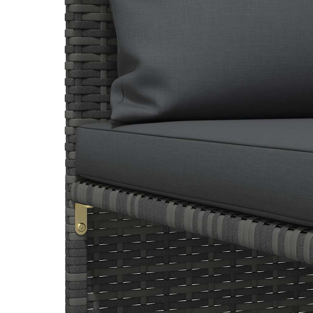 Set de muebles de jardín 3 pzas y cojines ratán sintético gris