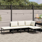 Set de sofás de jardín 5 pzas y cojines ratán sintético negro