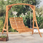 Curved wooden swing lounger with teak finish 115x147x46 cm