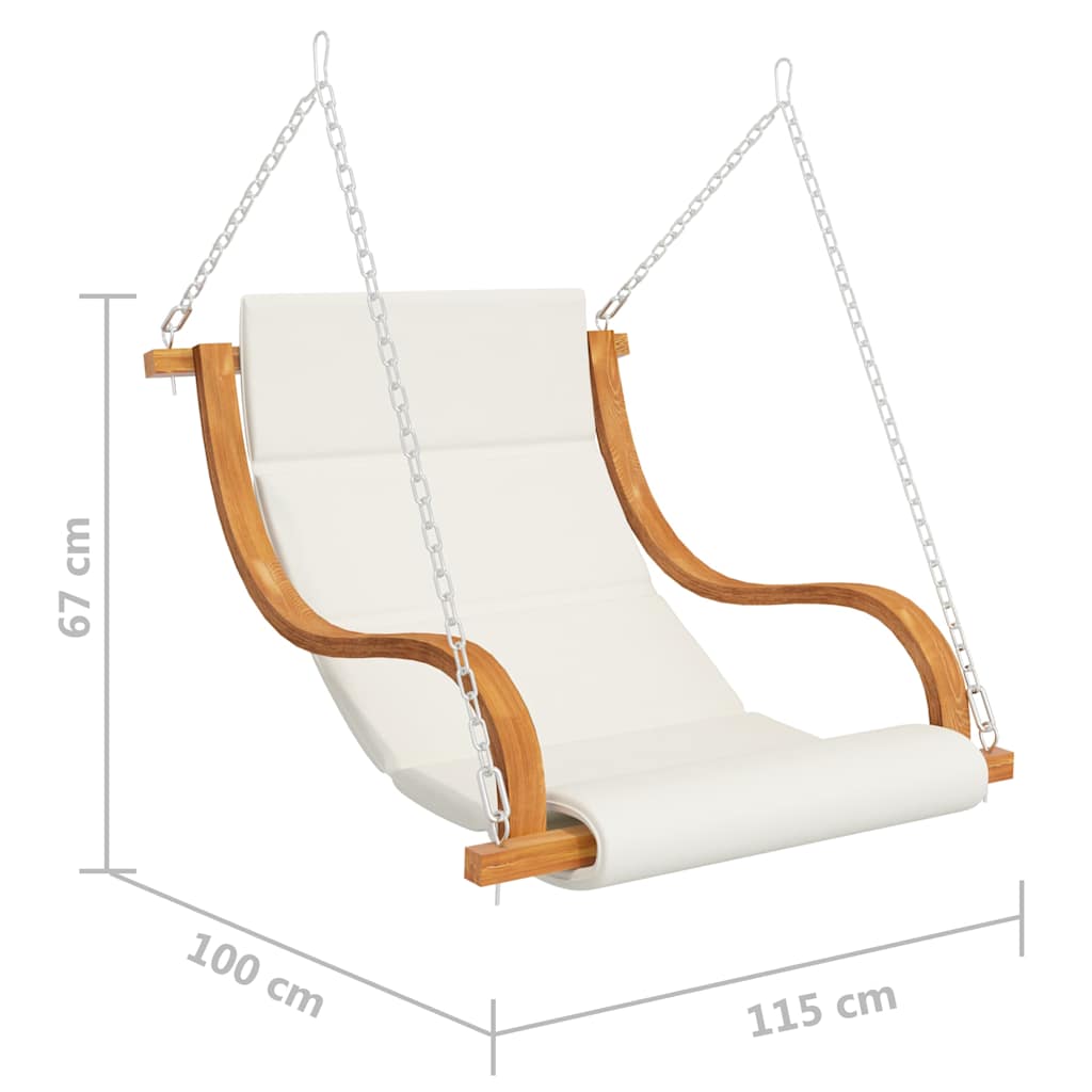 Silla columpio sin estructura con cojín madera curvada