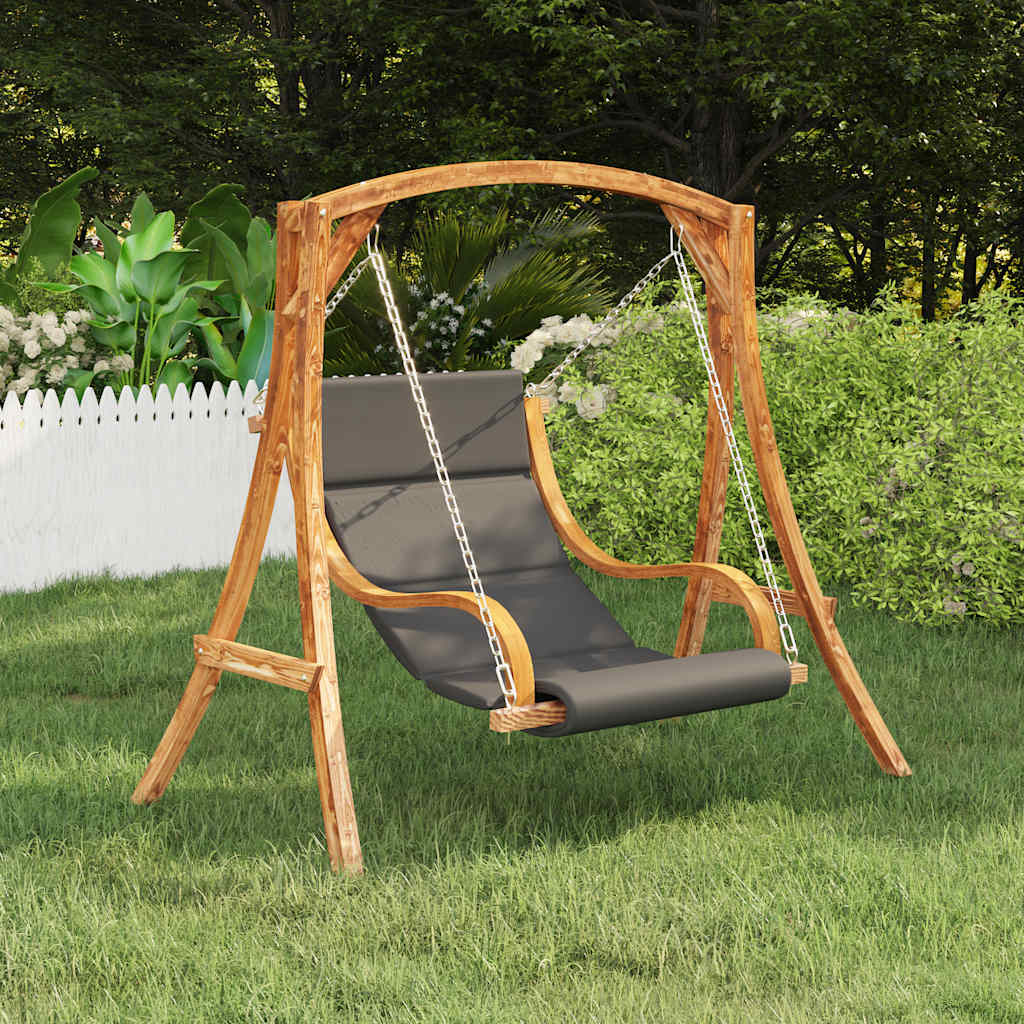 Silla columpio sin estructura con cojín madera curvada