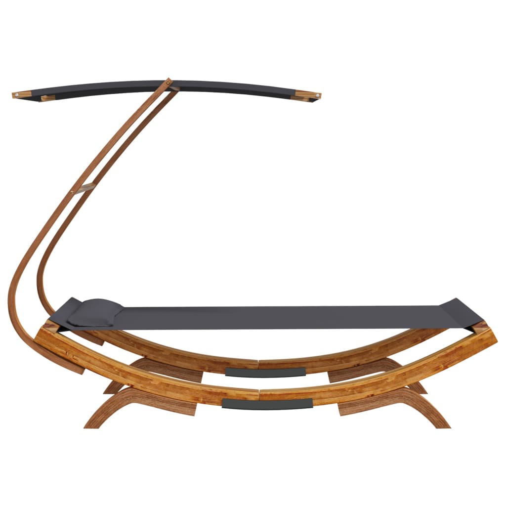 Tumbona con dosel madera curvada gris antracita 100x190x134 cm