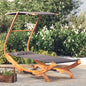 Tumbona com dossel madeira curvada cinzento antracite 100x188,5x44 cm