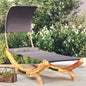 Tumbona com dossel madeira curvada cinzento antracite 100x188,5x44 cm
