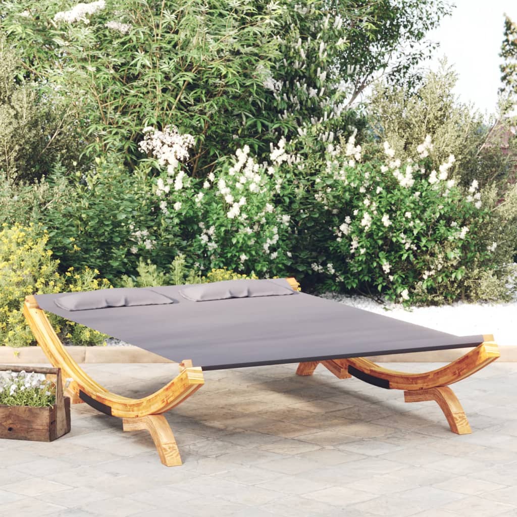 Tumbona com dossel madeira curvada cinzento antracite 100x188,5x44 cm