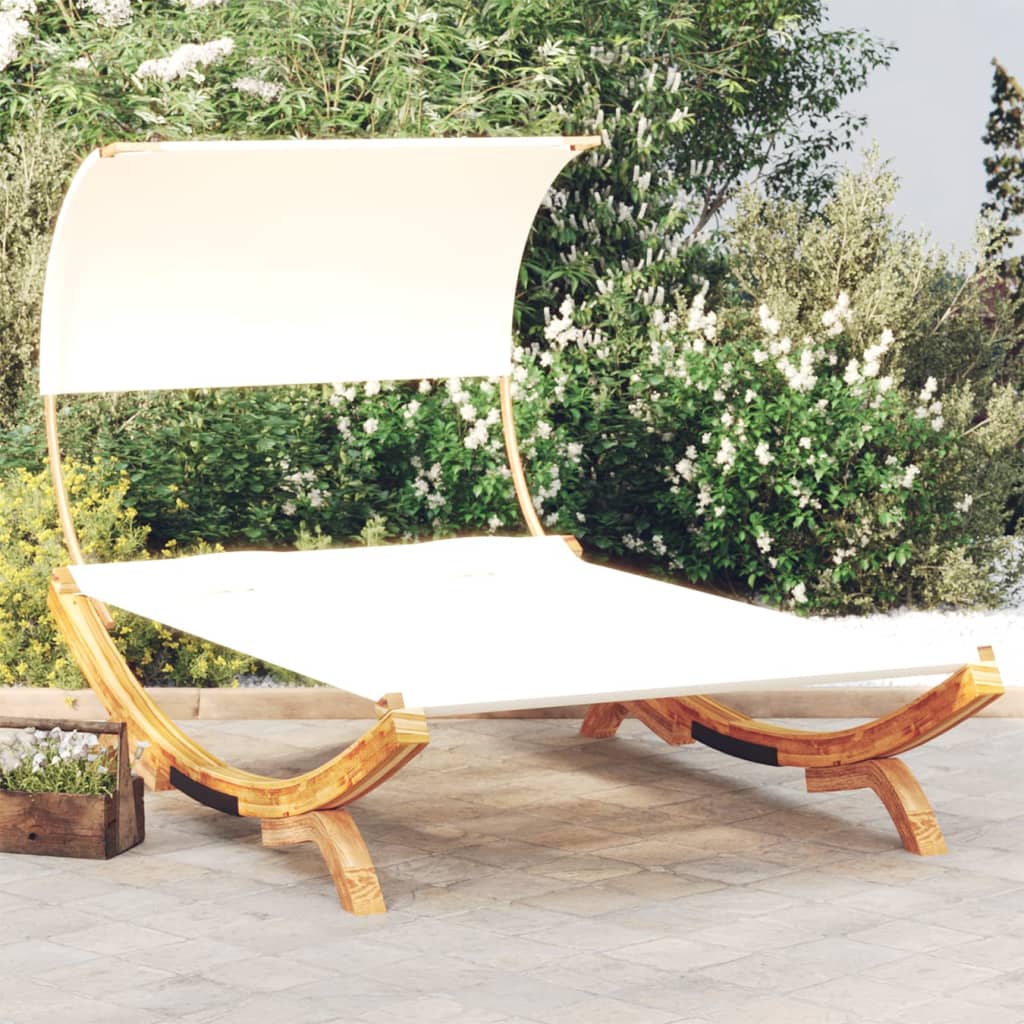 Tumbona com dossel madeira curvada cinzento antracite 100x188,5x44 cm