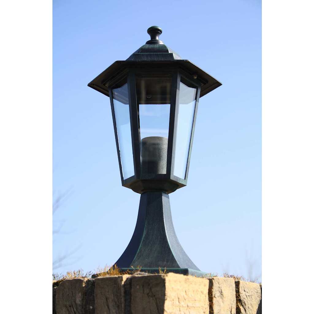Lámpara de jardín 2 uds aluminio verde oscuro/negro