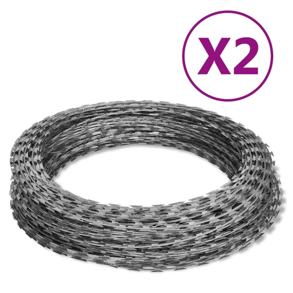 Alambre de espino rollo helicoidal 2 uds acero galvanizado 100m