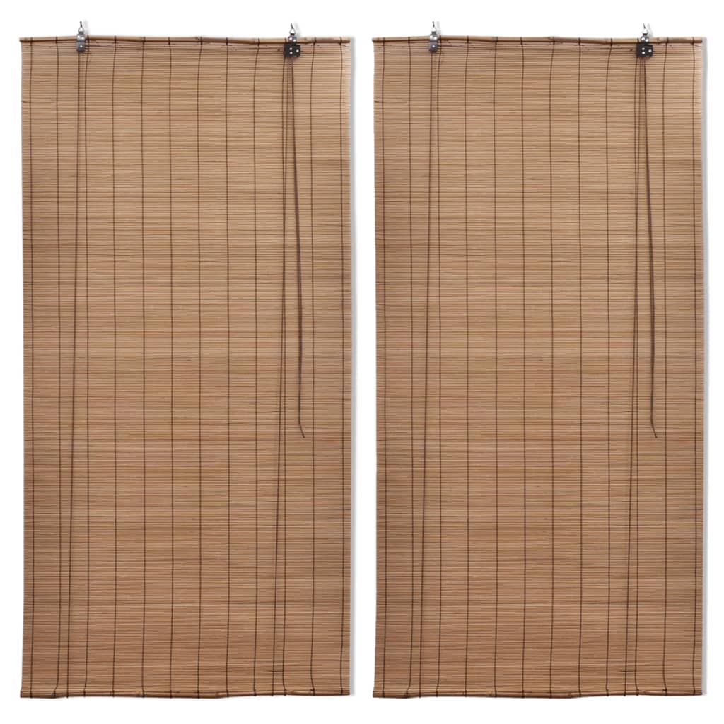 Estor enrollable de bambú 2 unidades marrón 100x160 cm