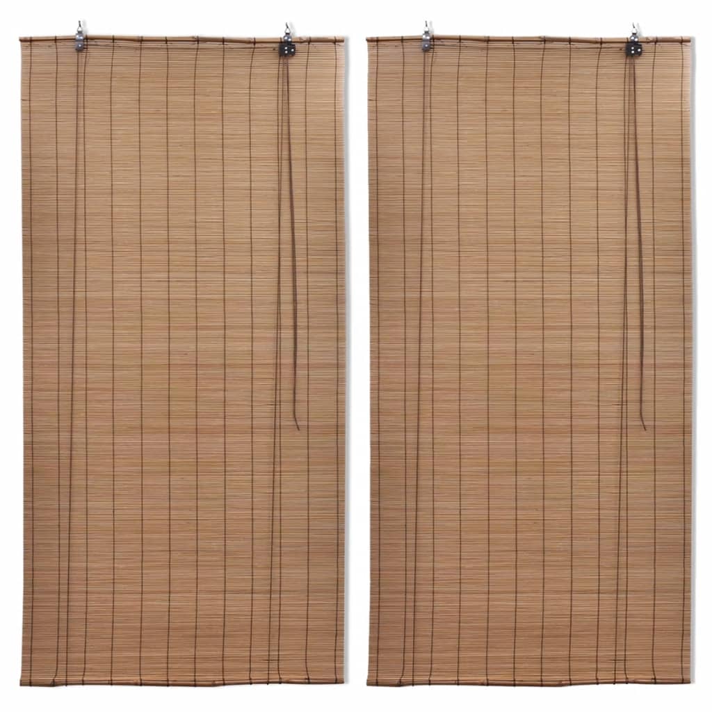 Estor enrollable de bambú 2 unidades marrón 100x160 cm