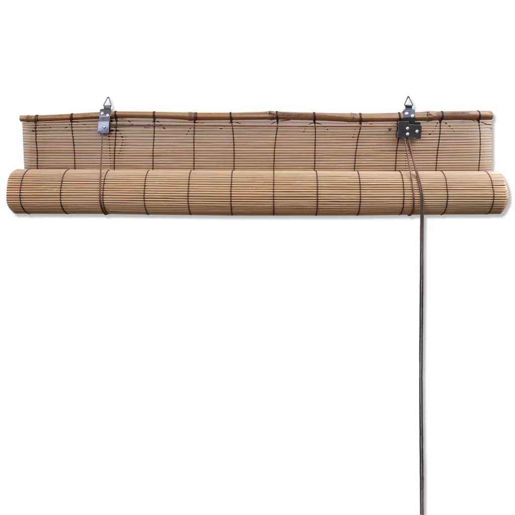 Estor enrollable de bambú 2 unidades marrón 100x160 cm
