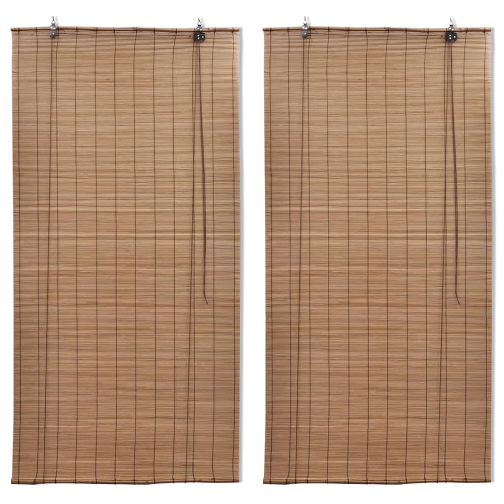Estor enrollable de bambú 2 unidades marrón 100x160 cm