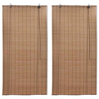 Estor enrollable de bambú 2 unidades marrón 100x160 cm