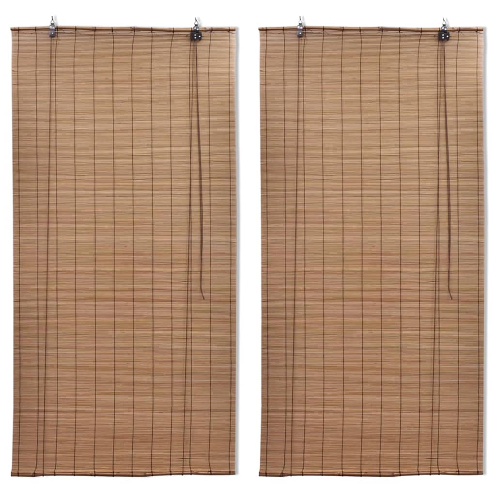 Estor enrollable de bambú 2 unidades marrón 100x160 cm