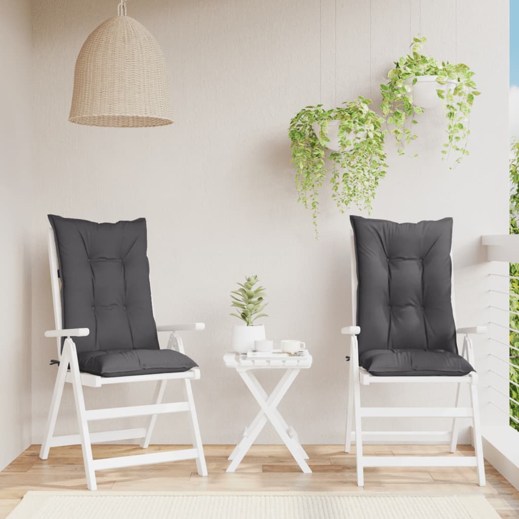 Cojín silla de jardín respaldo alto 2 uds tela azul 120x50x3 cm
