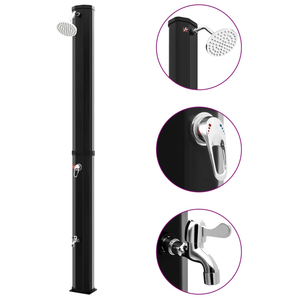 Duche solar exterior com chuveiro e torneira 35 L