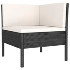 Set de muebles de jardín 4 pzas y cojines ratán sintético negro